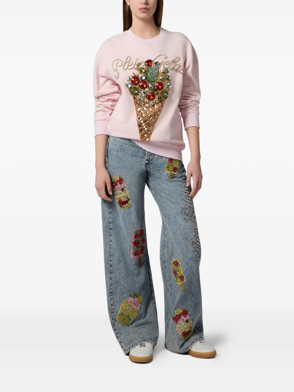  Philipp Plein Felpa Con Decorazione - Rosa 