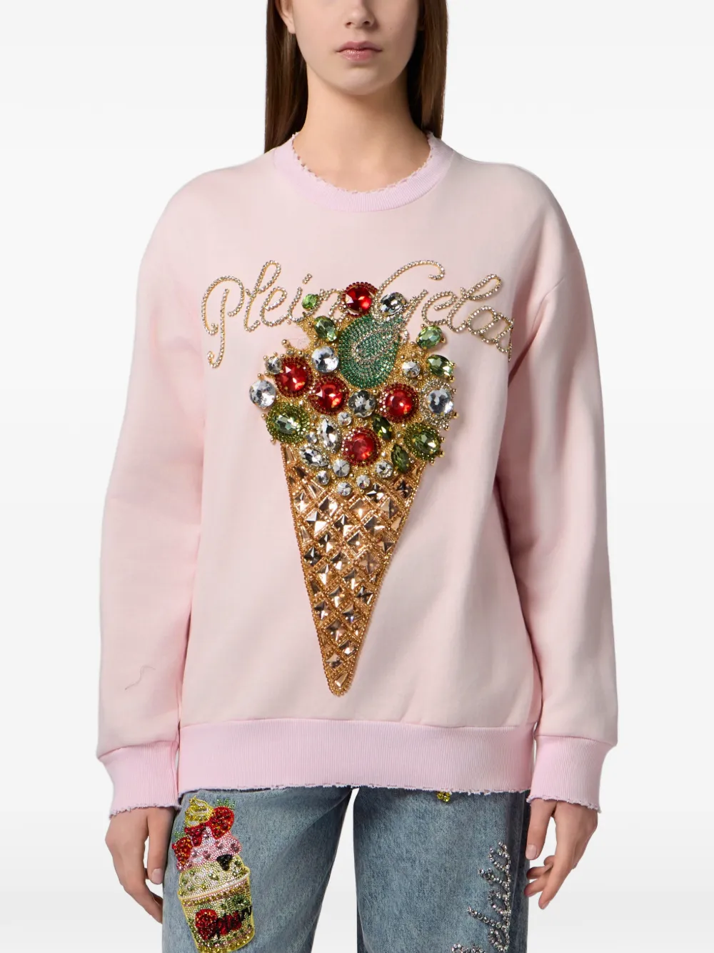  Philipp Plein Felpa Con Decorazione - Rosa 