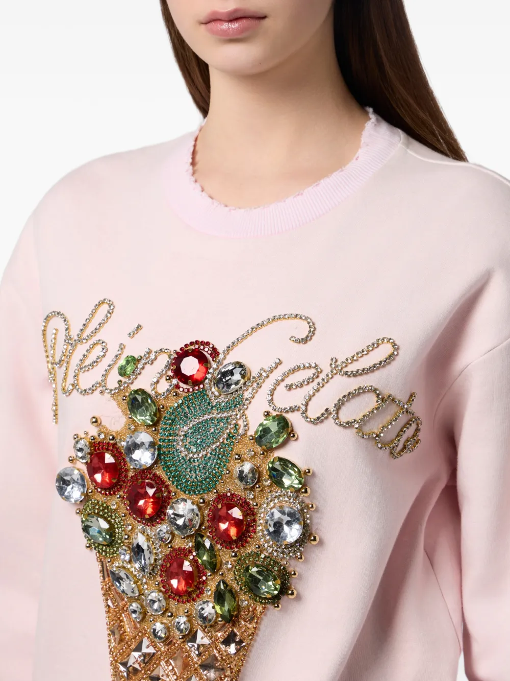 Philipp Plein Verfraaide sweater Roze