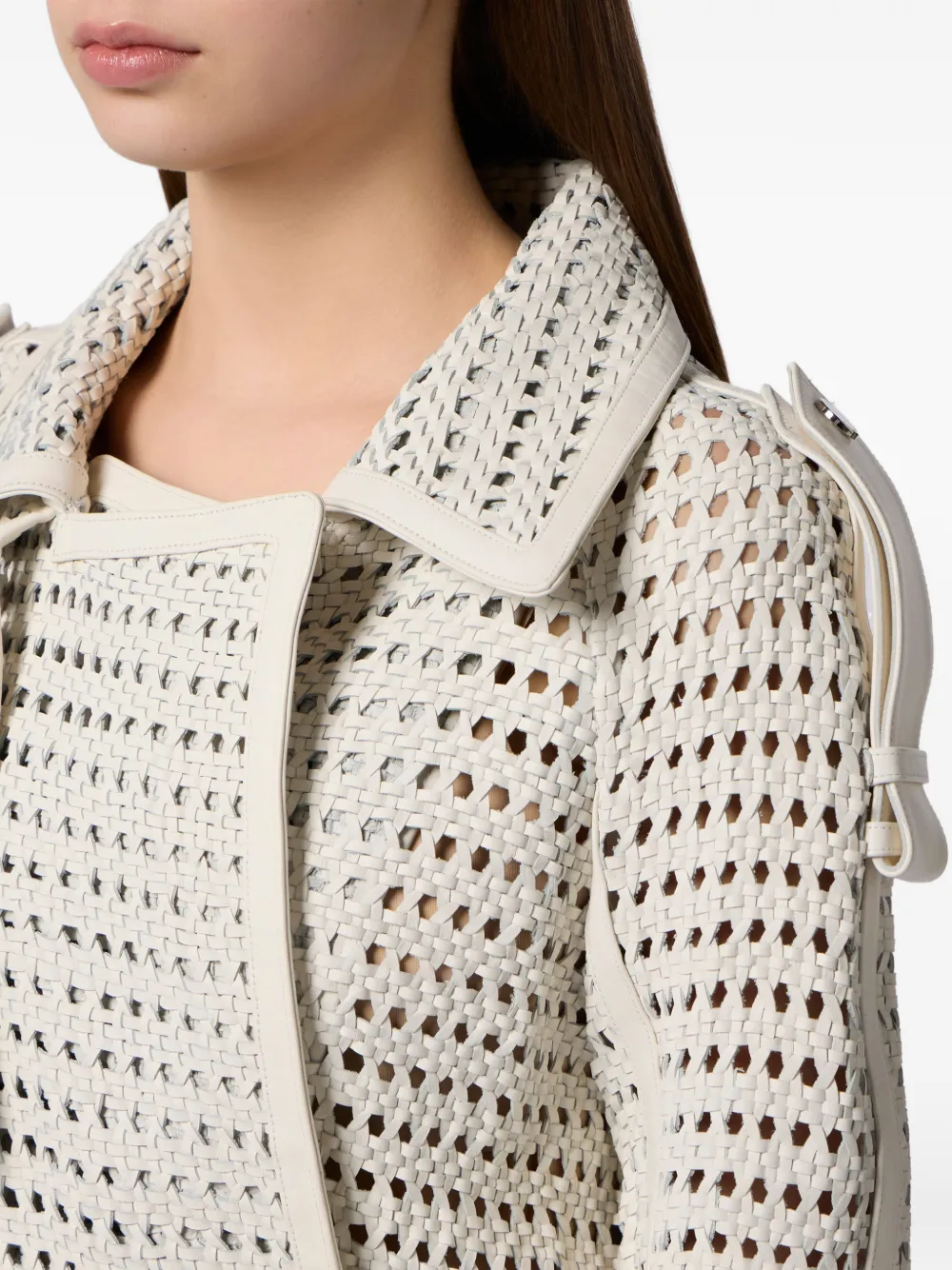 Philipp Plein Geweven leren trenchcoat Beige