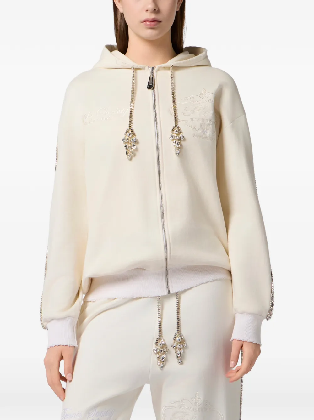 Philipp Plein Hoodie met rits Beige