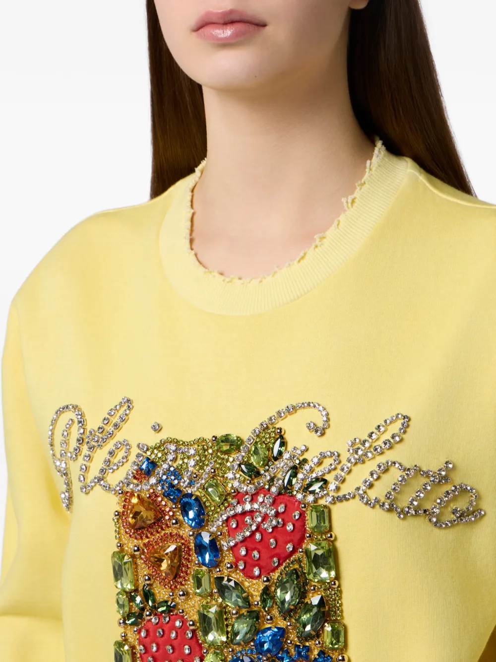 Philipp Plein Verfraaide sweater Geel