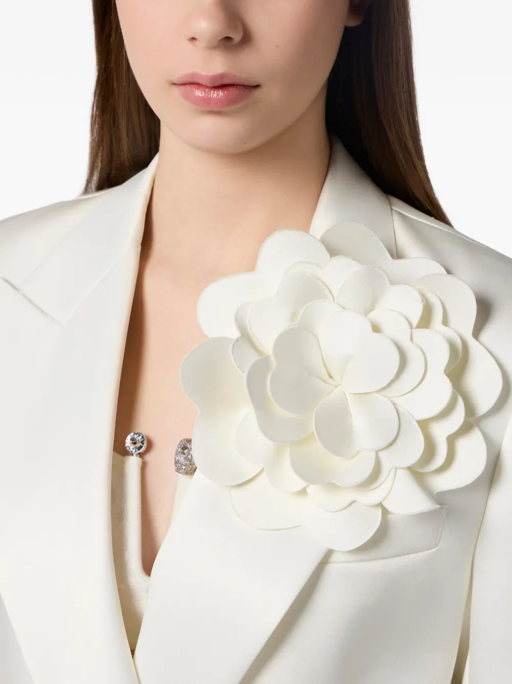 Philipp Plein Blazer met dubbele rij knopen en verfraaid met bloemen Beige