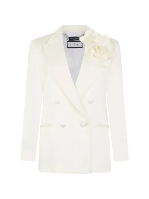 Philipp Plein double-breasted flower-embellished blazer