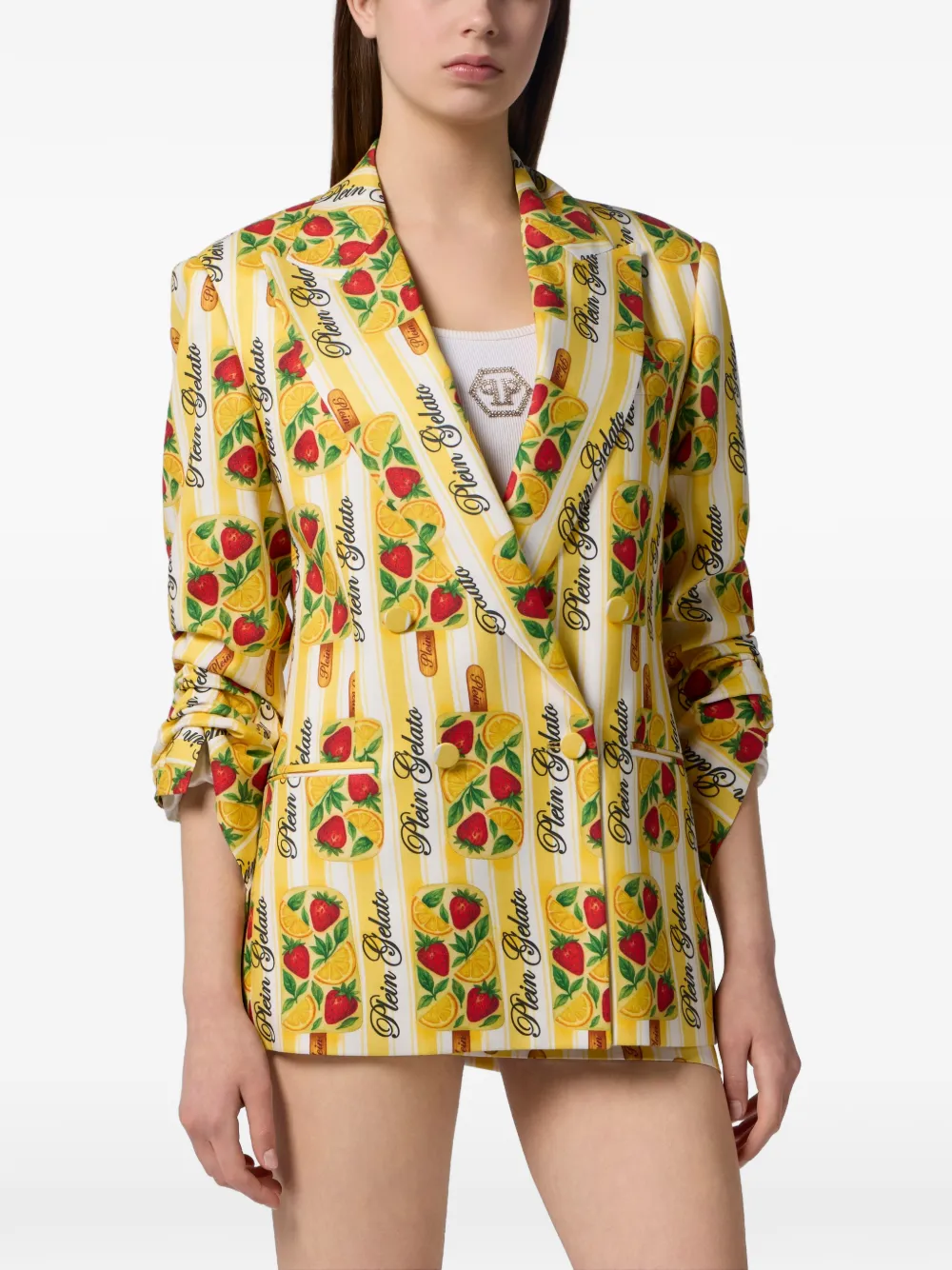 Philipp Plein Double-breasted Blazer - Yellow 