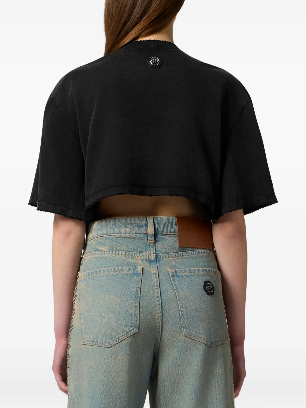 Philipp Plein Cropped top met print Zwart