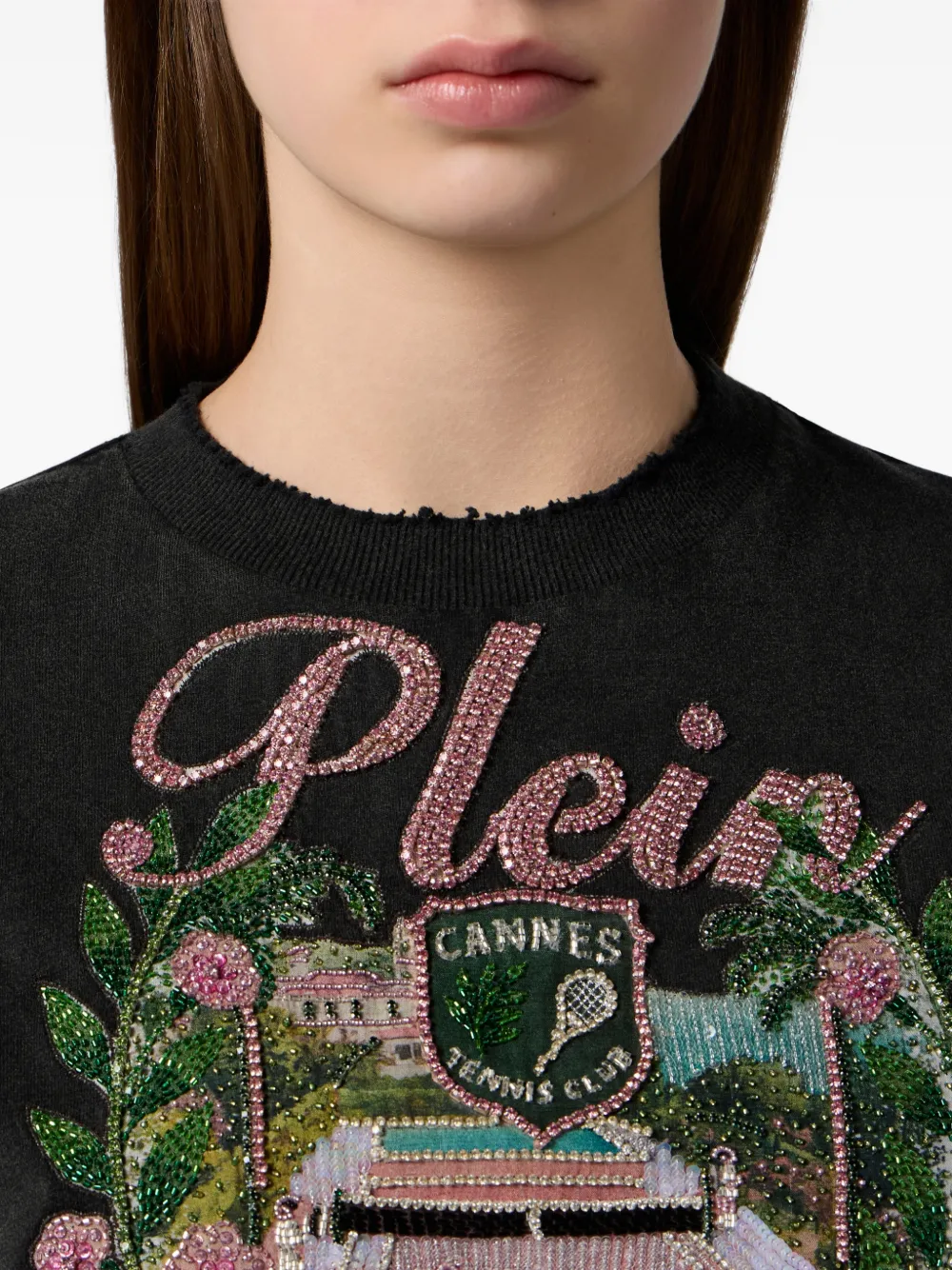 Philipp Plein Cropped top met print Zwart