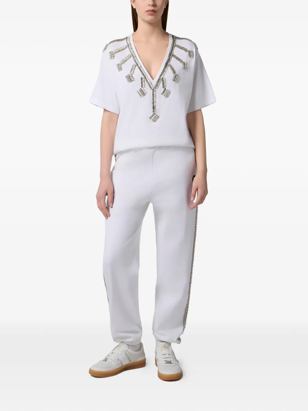 Philipp Plein T-shirt met V-hals Wit