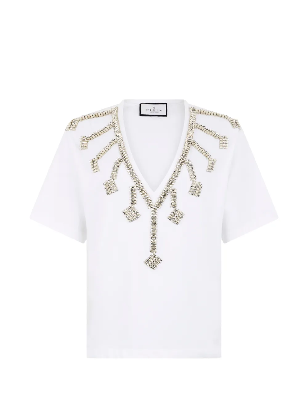 Philipp Plein T-Shirt mit V-Ausschnitt - Weiß