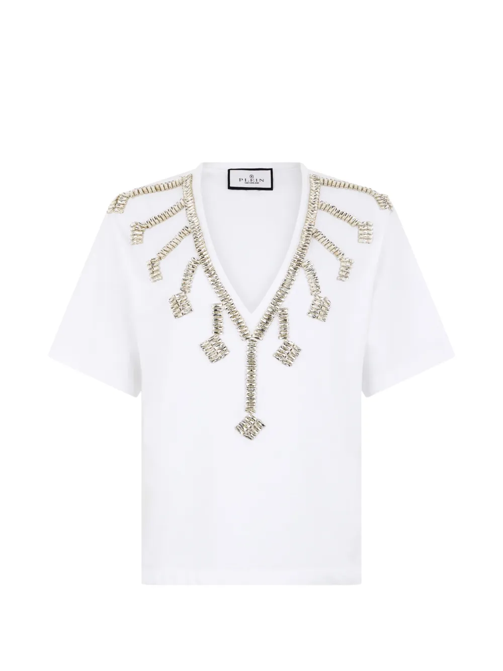 Philipp Plein T-shirt con scollo a V - Bianco