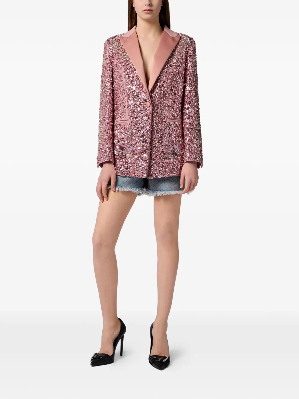 Philipp Plein Blazer verfraaid met pailletten Roze