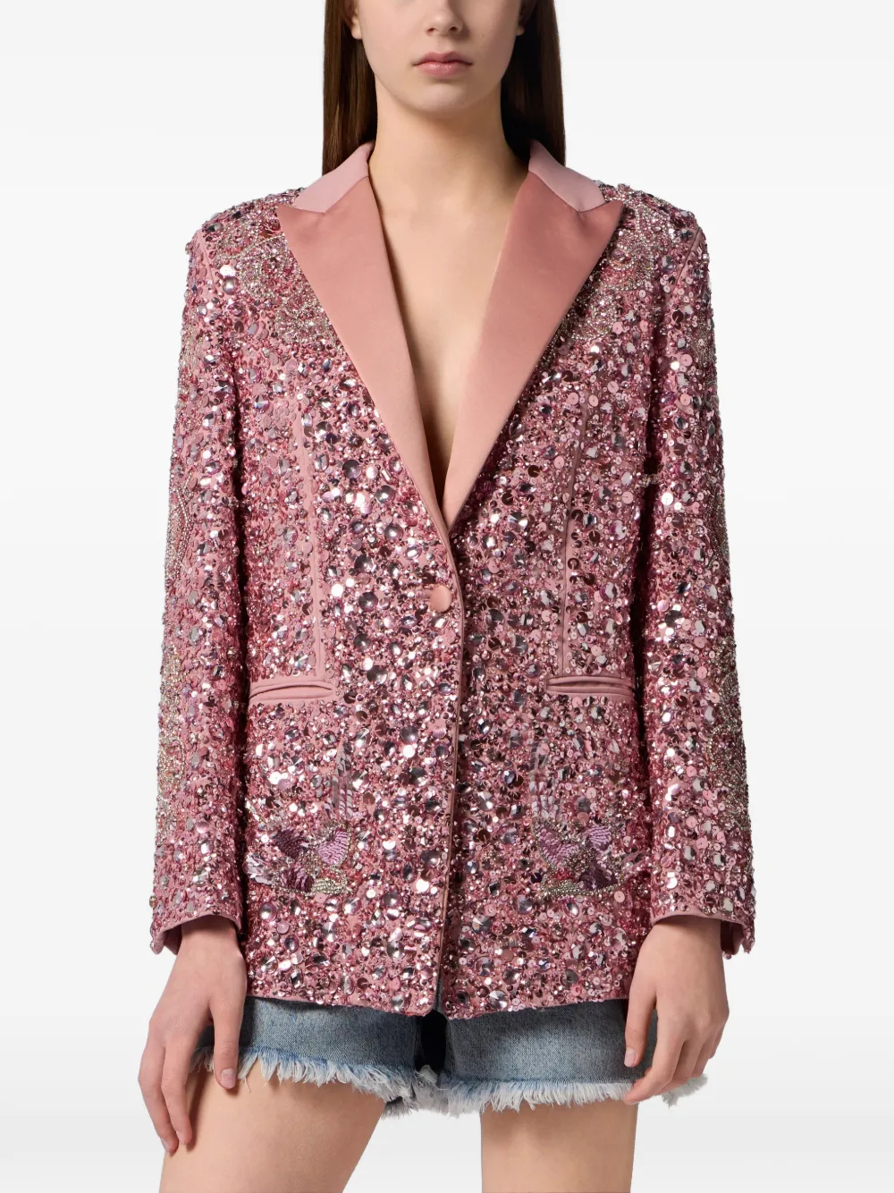 Philipp Plein Blazer verfraaid met pailletten Roze