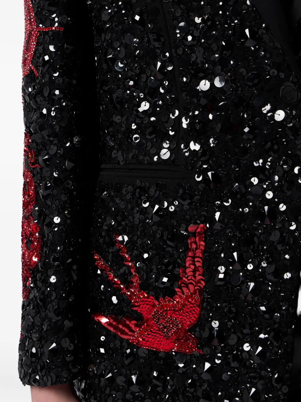 Philipp Plein Butterfly Tattoo Paillettes blazer Zwart