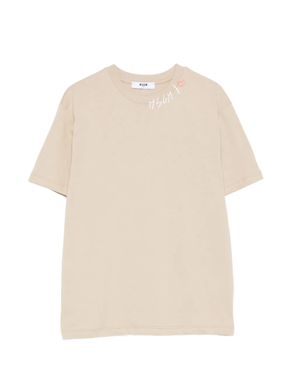 MSGM Kids logo-lettering T-shirt - Nude