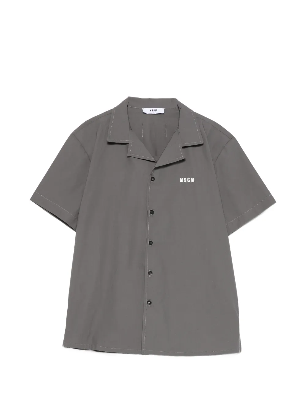 MSGM Kids logo-detail short-sleeve shirt - Grigio
