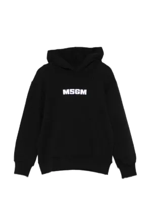 MSGM エムエスジーエム キッズ ロゴブラックパーカー14A MSGM KIDS パーカー 「NEW」フードロゴ ジップアップパーカー キッズ