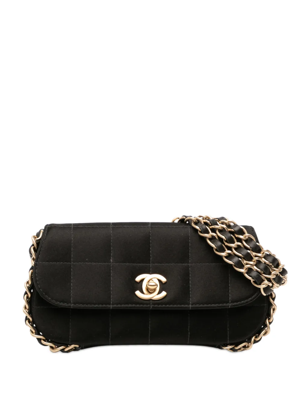 CHANEL Pre-Owned 2004-2005 Mini Chocolate Bar Satin Triple Chain Single Flap handbag - Nero