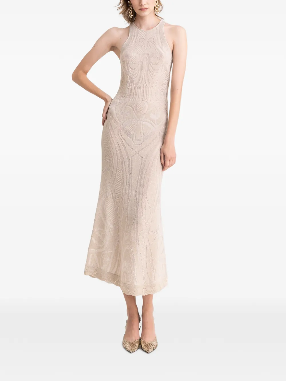 Gemy Maalouf Midi-jurk met patroon Beige