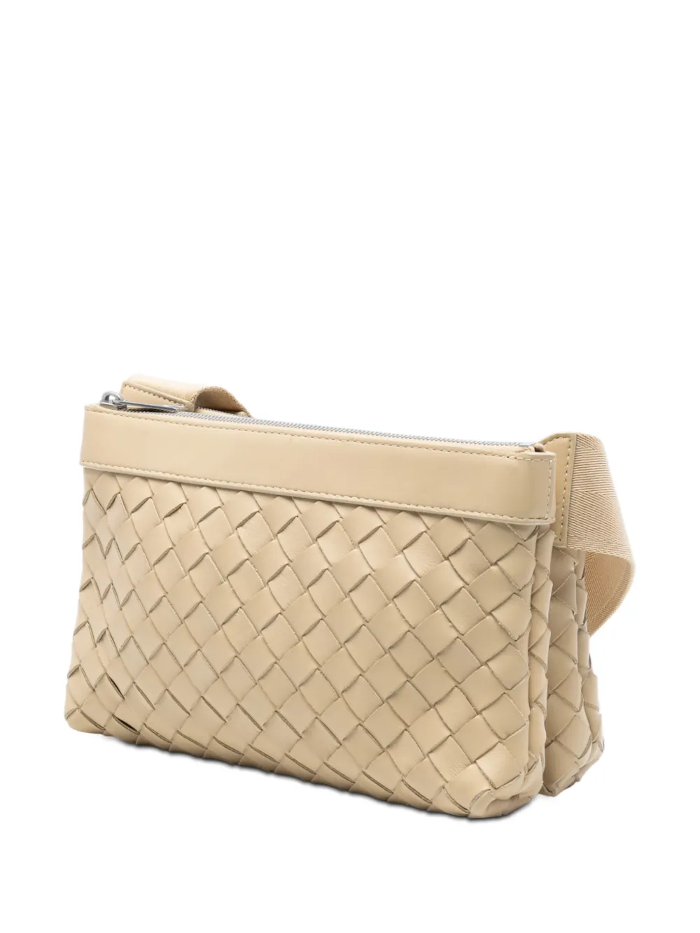  Bottega Veneta Pre-owned Sac à Bandoulière Double Zip Médium En Cuir Nappa Intrecciato (2012-2025) - Marron 