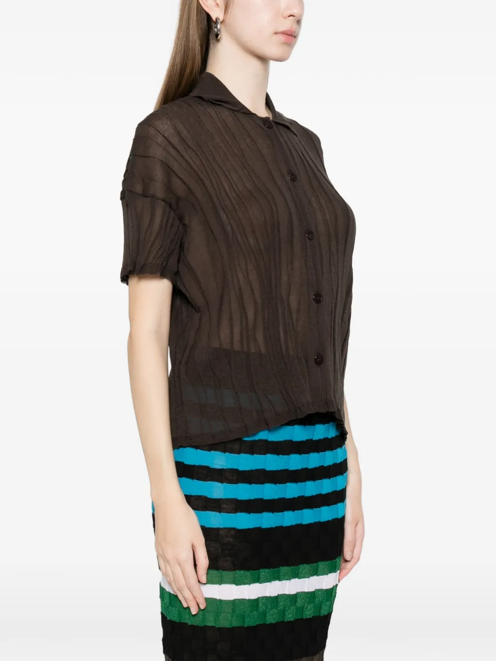  Phisique Du Role Textured Cardigan - Brown 