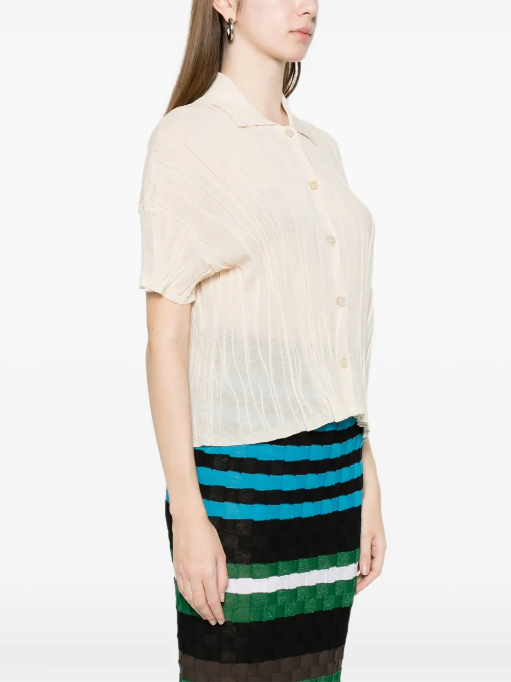  Phisique Du Role Buttoned Short-sleeve Cardigan - Neutrals 