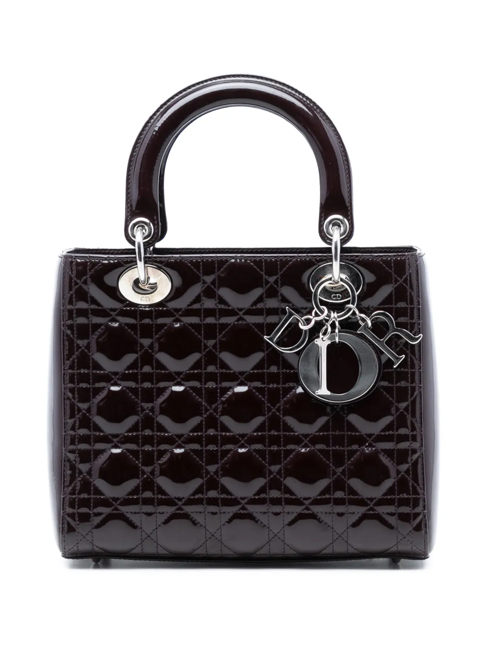 Christian Dior Pre-Owned 2010 Medium Patent Cannage Lady Dior satchel - Rosso