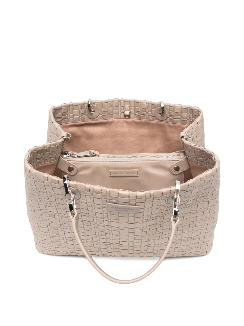Emporio Armani Geweven shopper met handvat Beige