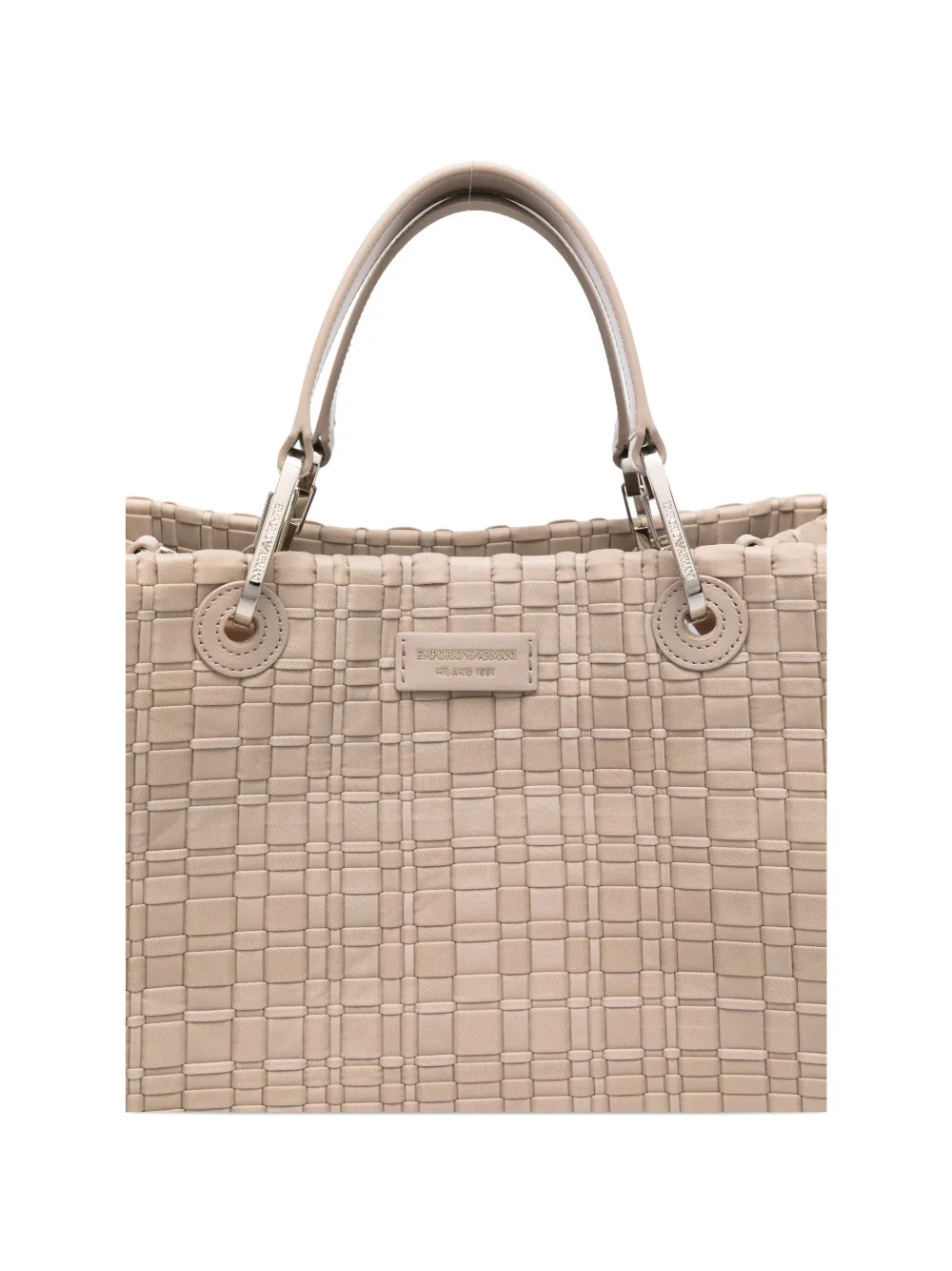 Emporio Armani Geweven shopper met handvat Beige