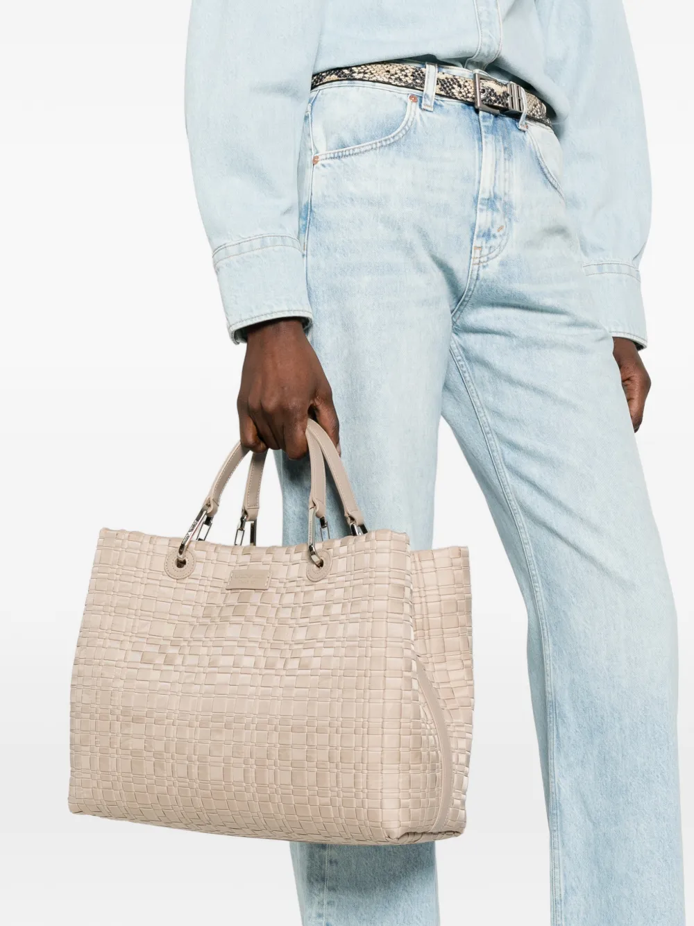Emporio Armani Geweven shopper met handvat Beige