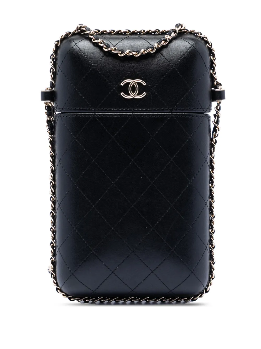 CHANEL Pre-Owned 2018 CC Quilted Lambskin Chain Around Phone Holder crossbody bag - Nero