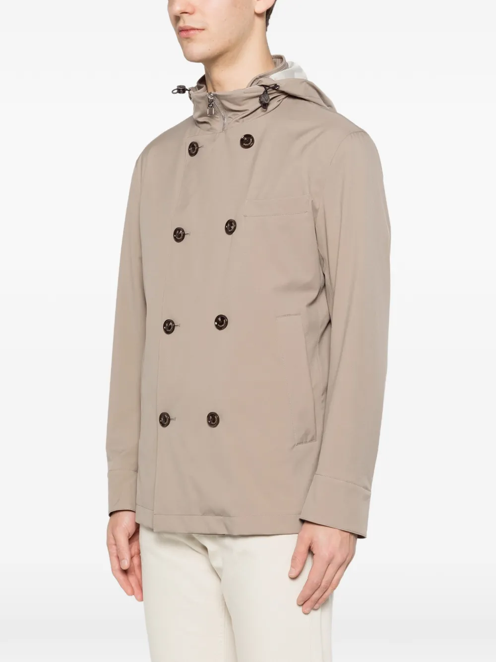  Montecore Double-breasted Hooded Jacket - Neutrals 
