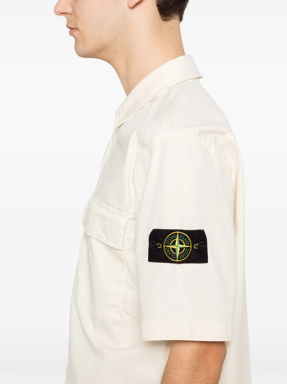 Stone Island 1100025 stretch katoenen-twill overhemd Beige