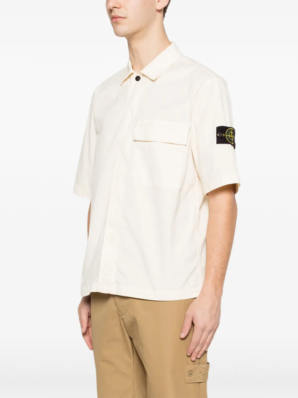 Stone Island 1100025 stretch katoenen-twill overhemd Beige