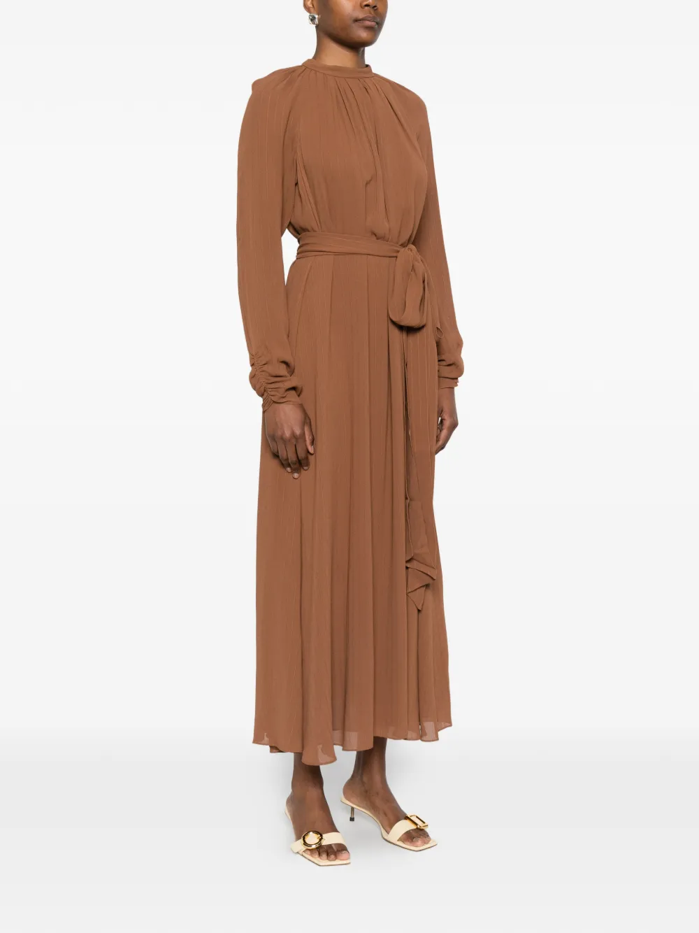 Pinky Tie-Waist Midi Dress