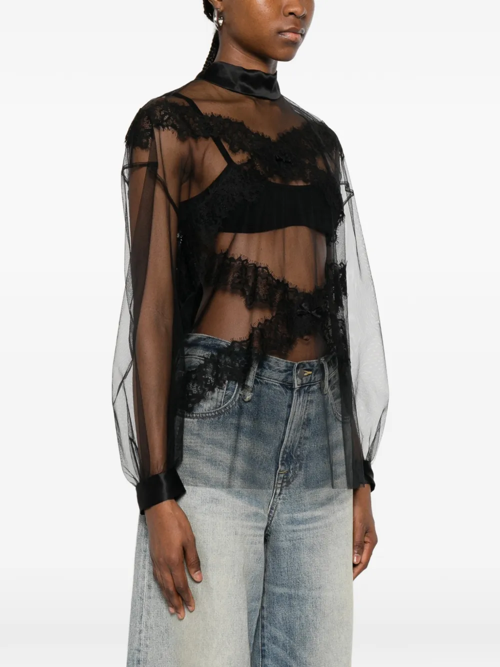 Viktor & Rolf Shirt met afwerking van kant Zwart