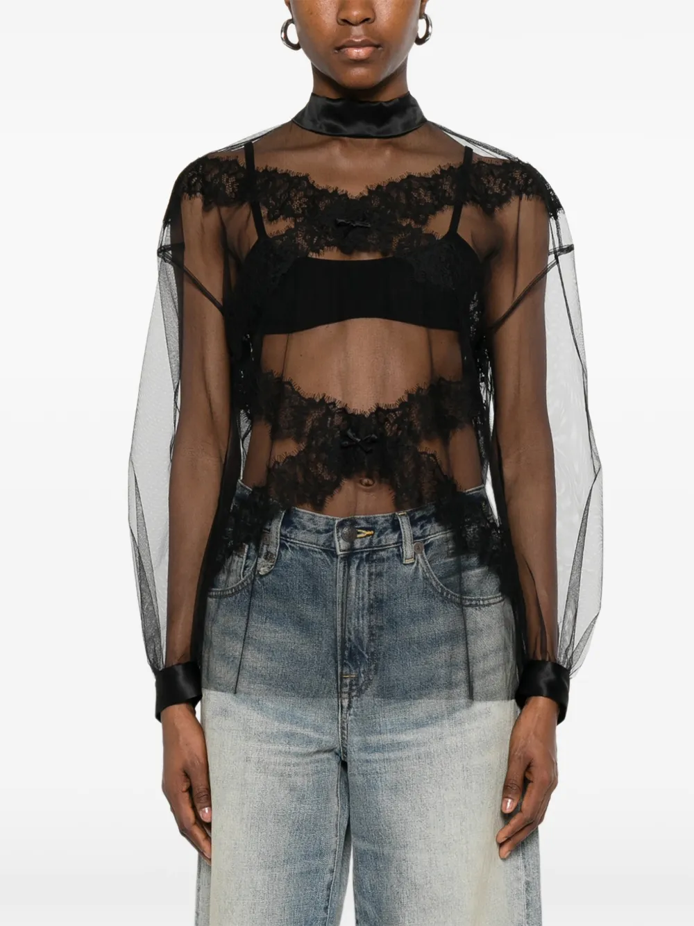 Viktor & Rolf Shirt met afwerking van kant Zwart