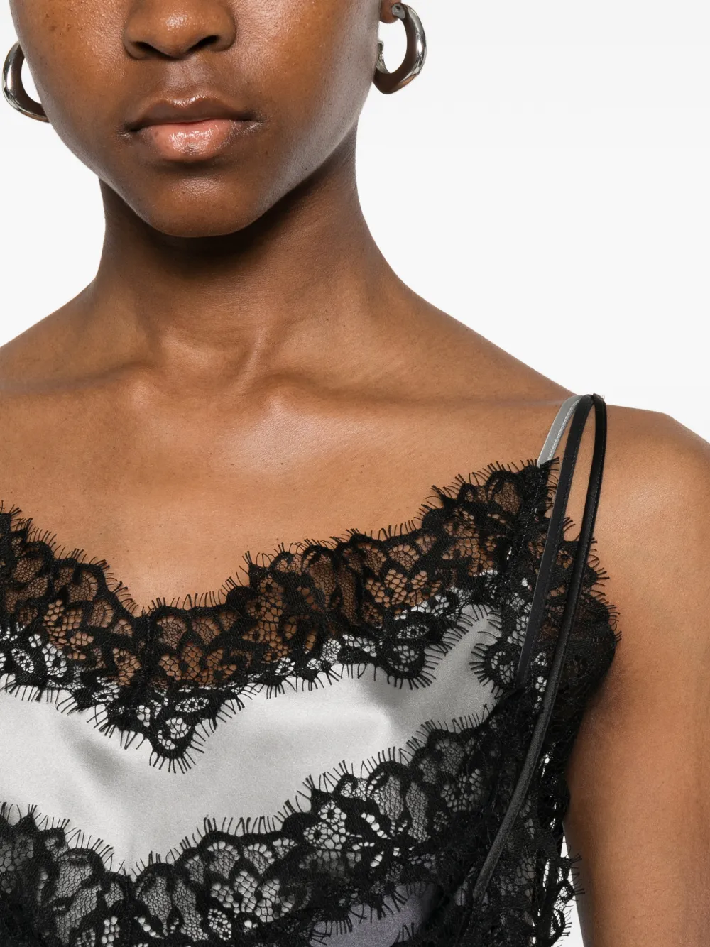 Viktor & Rolf Gelaagde mini-jurk met afwerking van kant Zwart