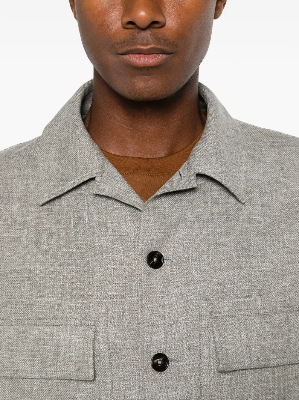 Zegna Overhemd met klepzak en knopen Grijs