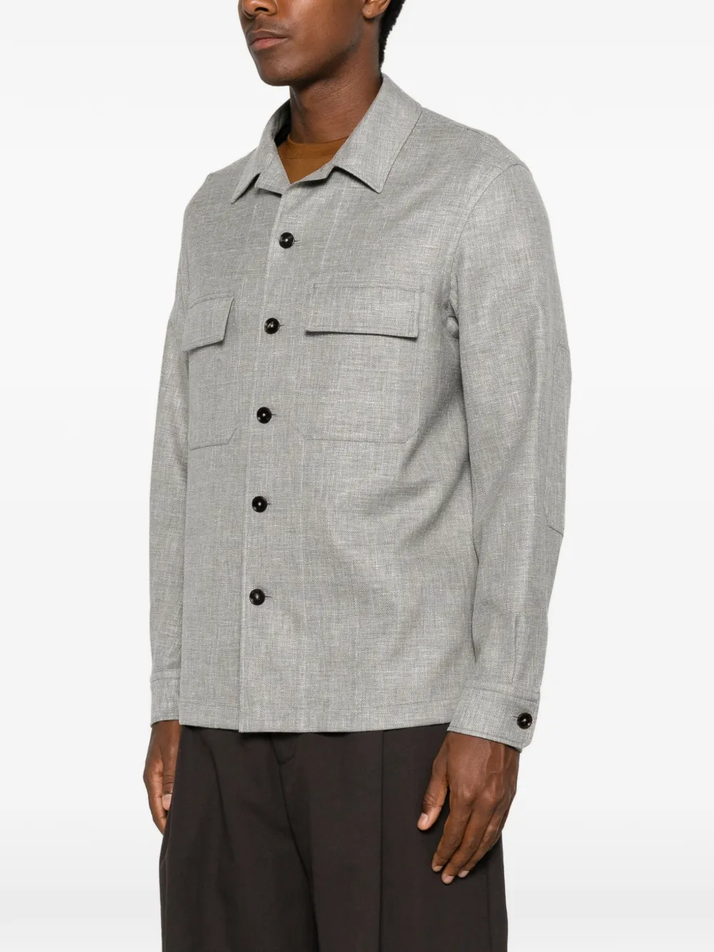 Zegna Overhemd met klepzak en knopen Grijs