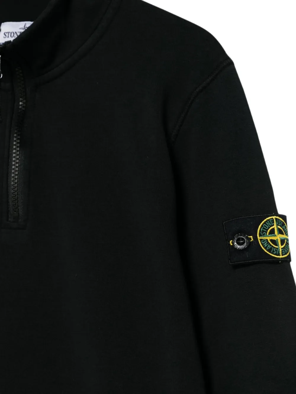 Stone Island Junior Sweater met halve rits Zwart