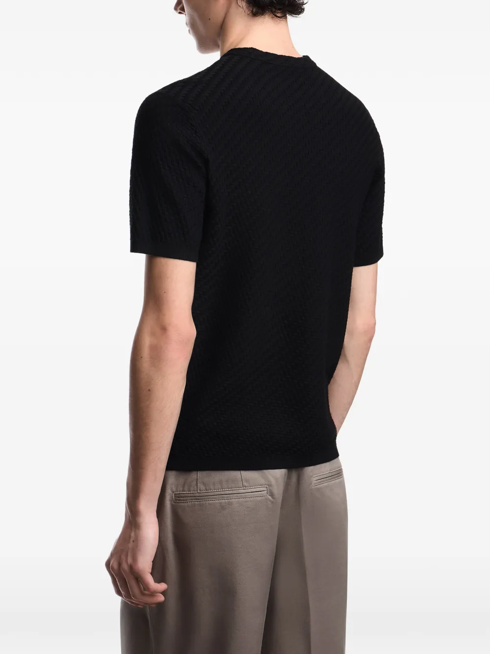 Emporio Armani Getextureerd T-shirt Zwart