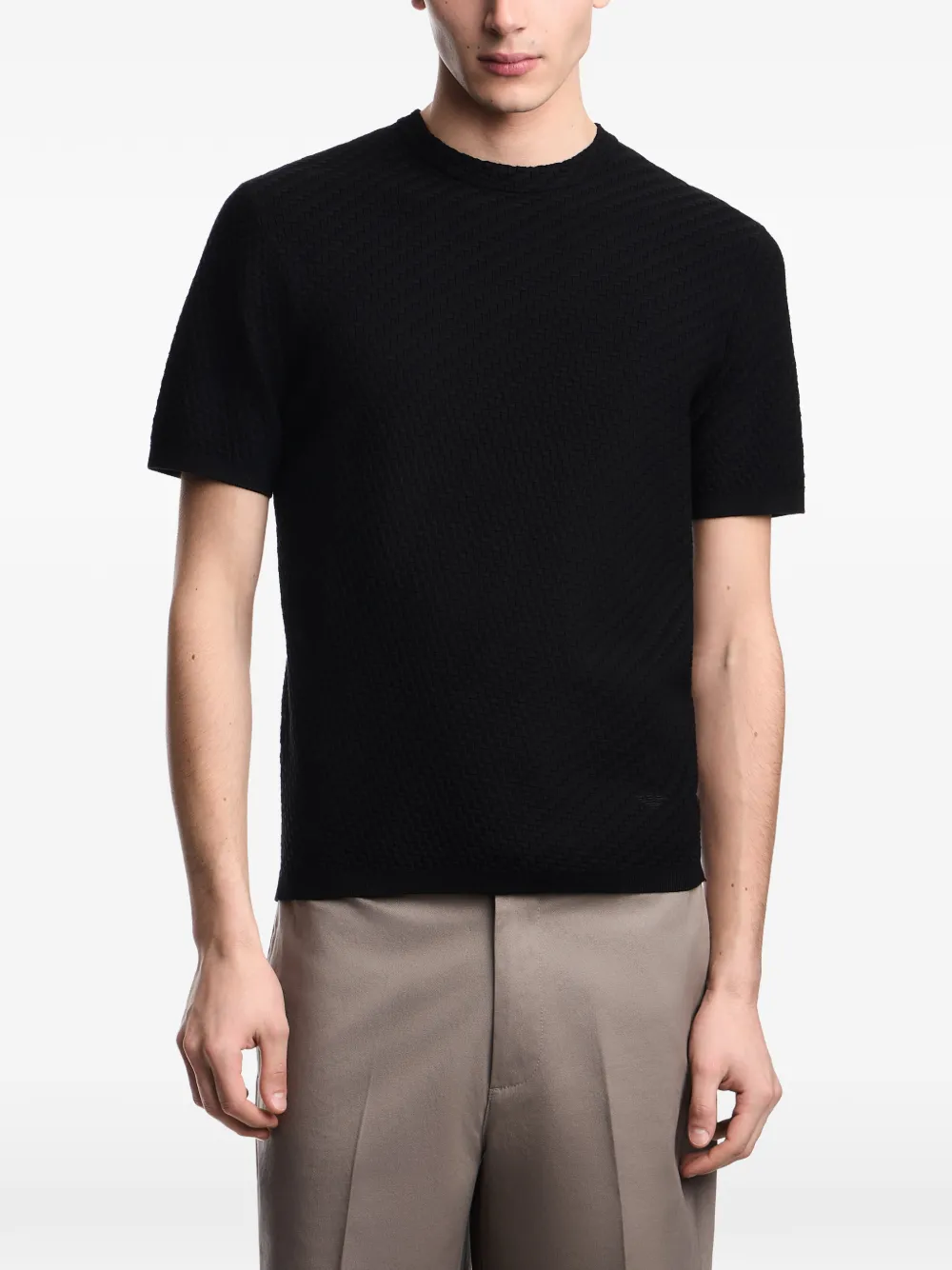 Emporio Armani Getextureerd T-shirt Zwart