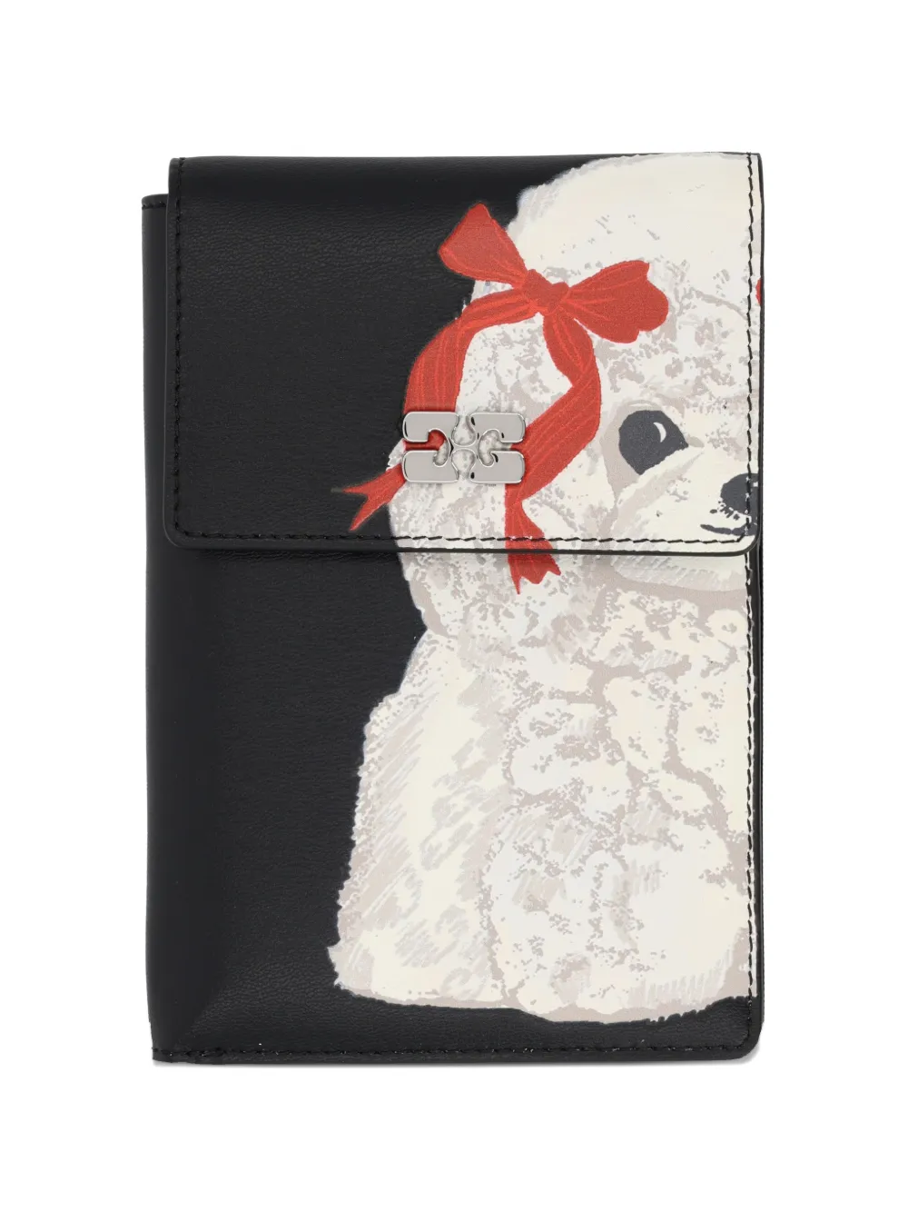 GANNI dog-print wallet - Bianco