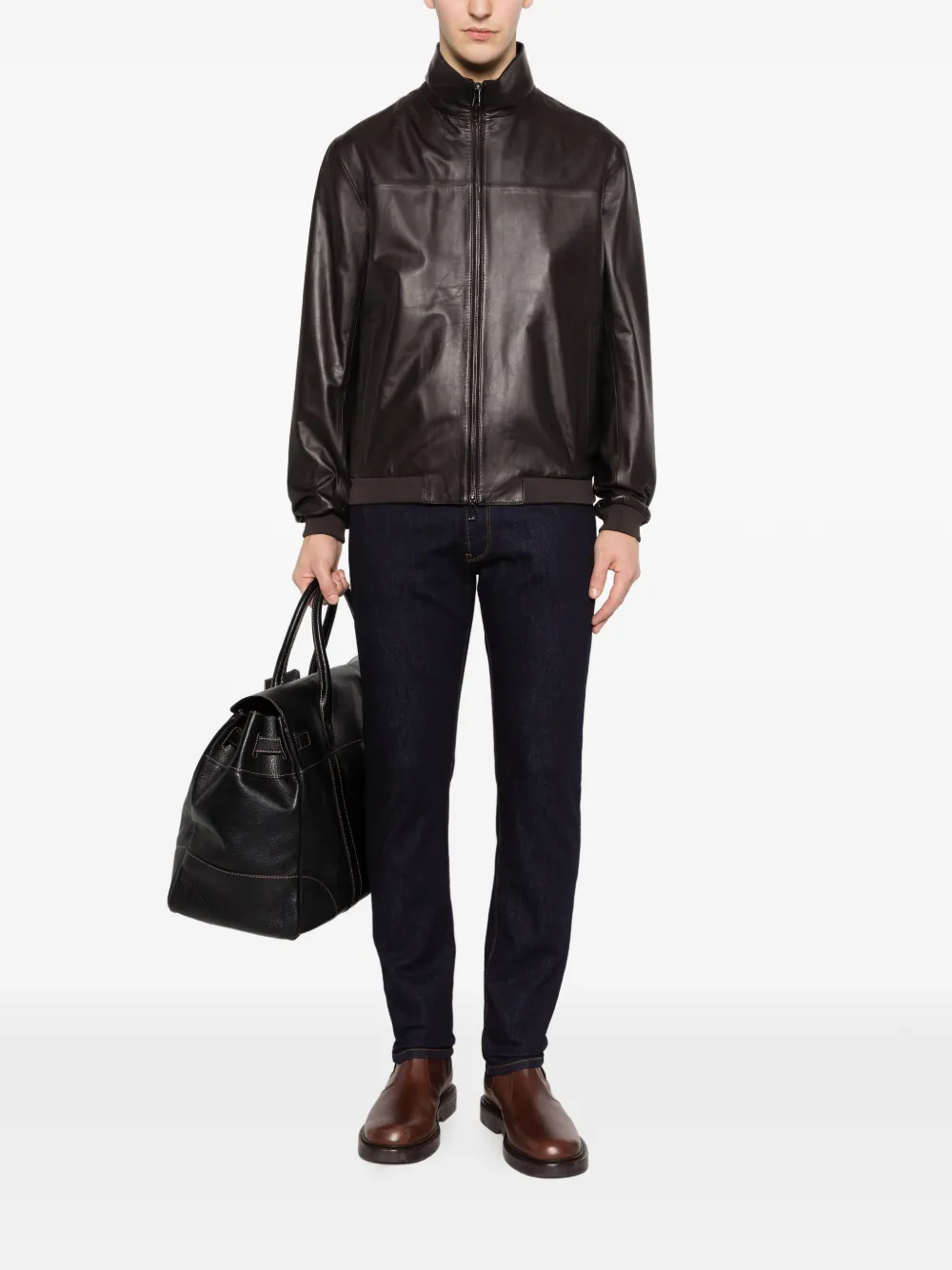 Emporio Armani Jeans met logopatch en vijf zakken Blauw