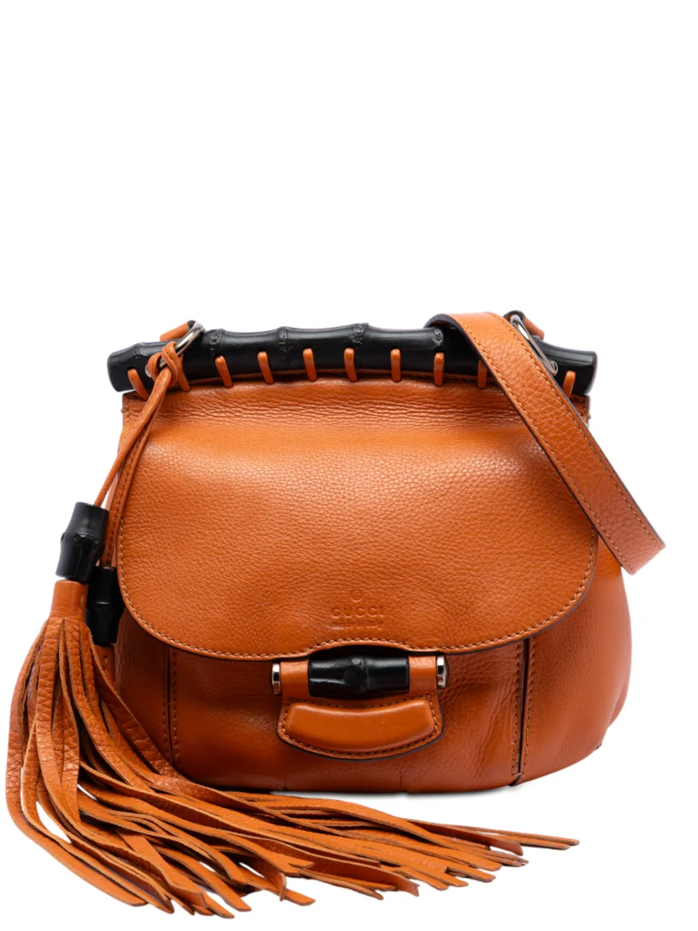 Gucci Pre-Owned 2016-2026 Small Leather Bamboo Nouveau Fringe crossbody bag - Arancione