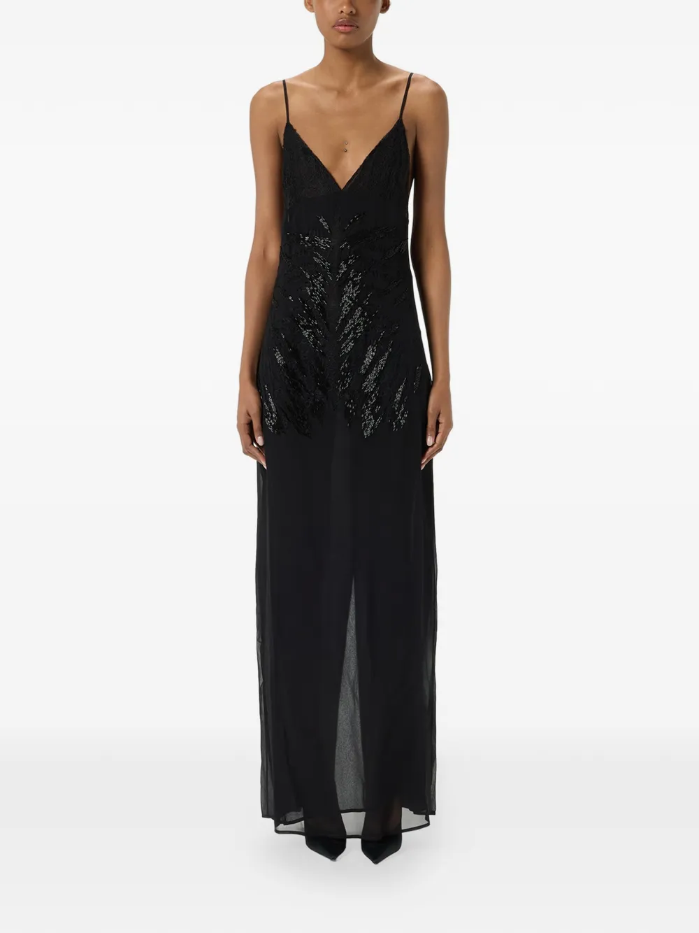 Blumarine Georgette lace embroidered dress - Schwarz