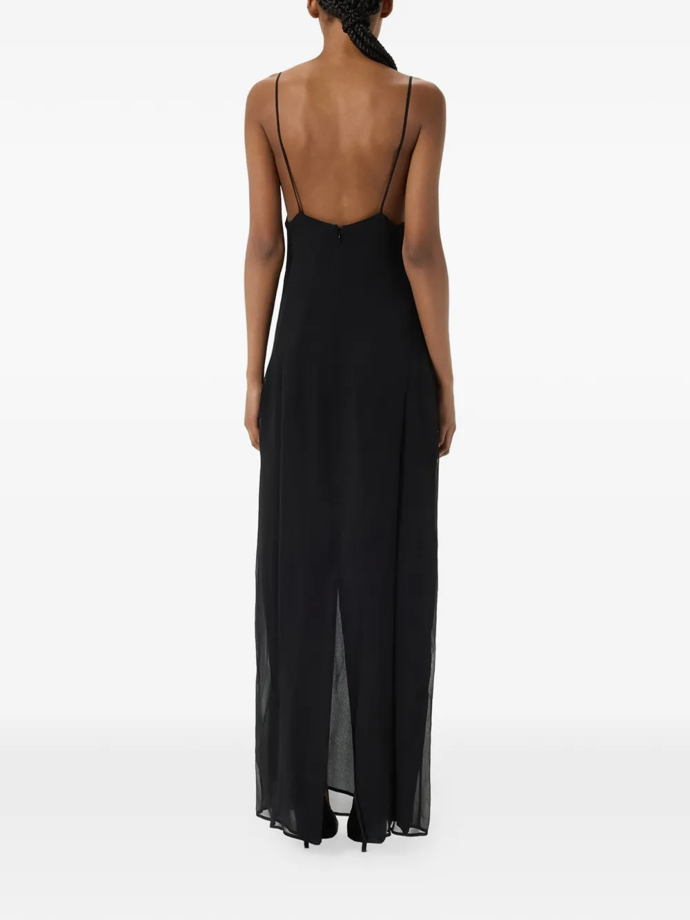 Blumarine Georgette jurk met geborduurd kant Zwart