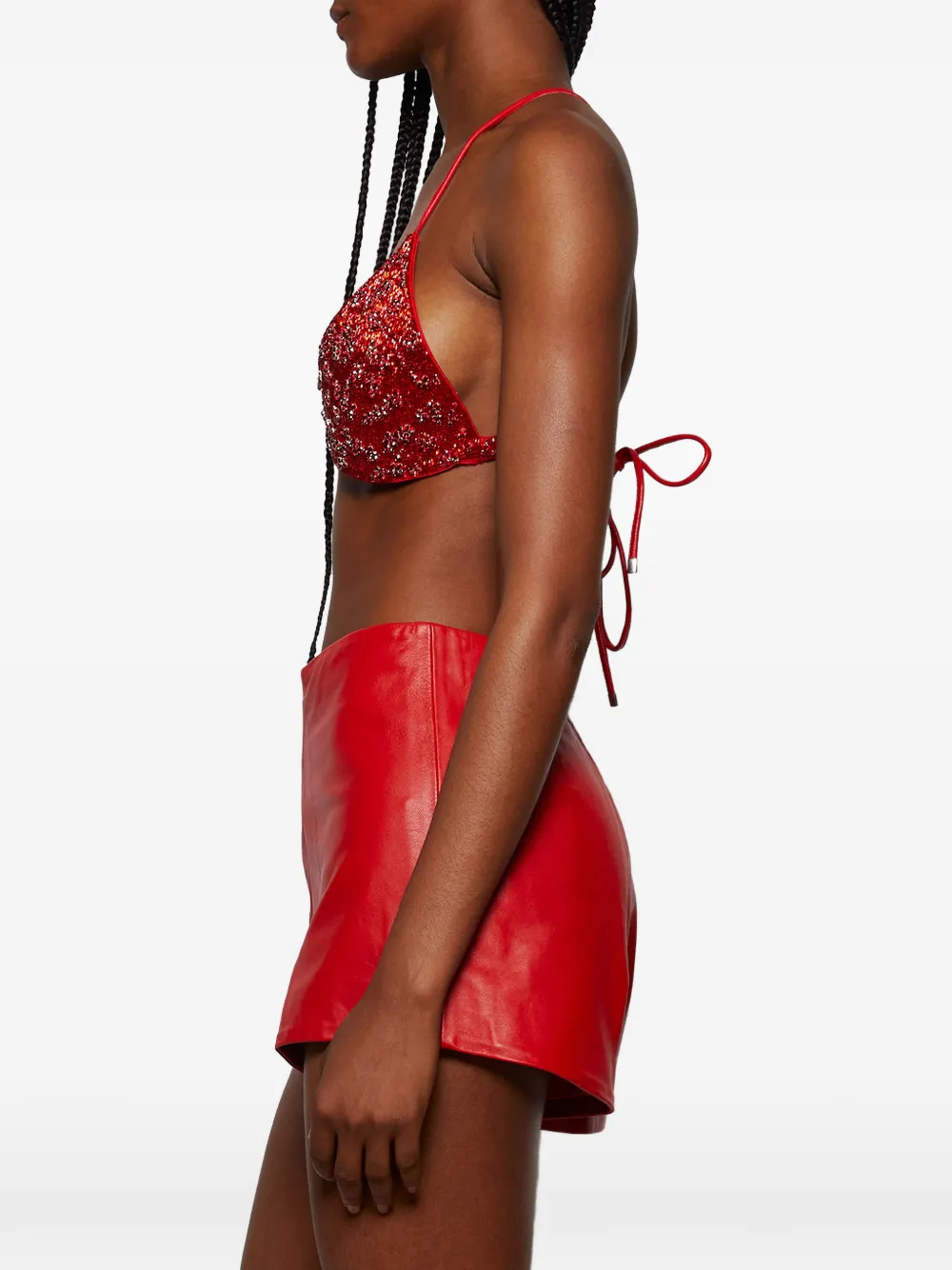  Grace Faena Beaded-embellishment Top - Red 