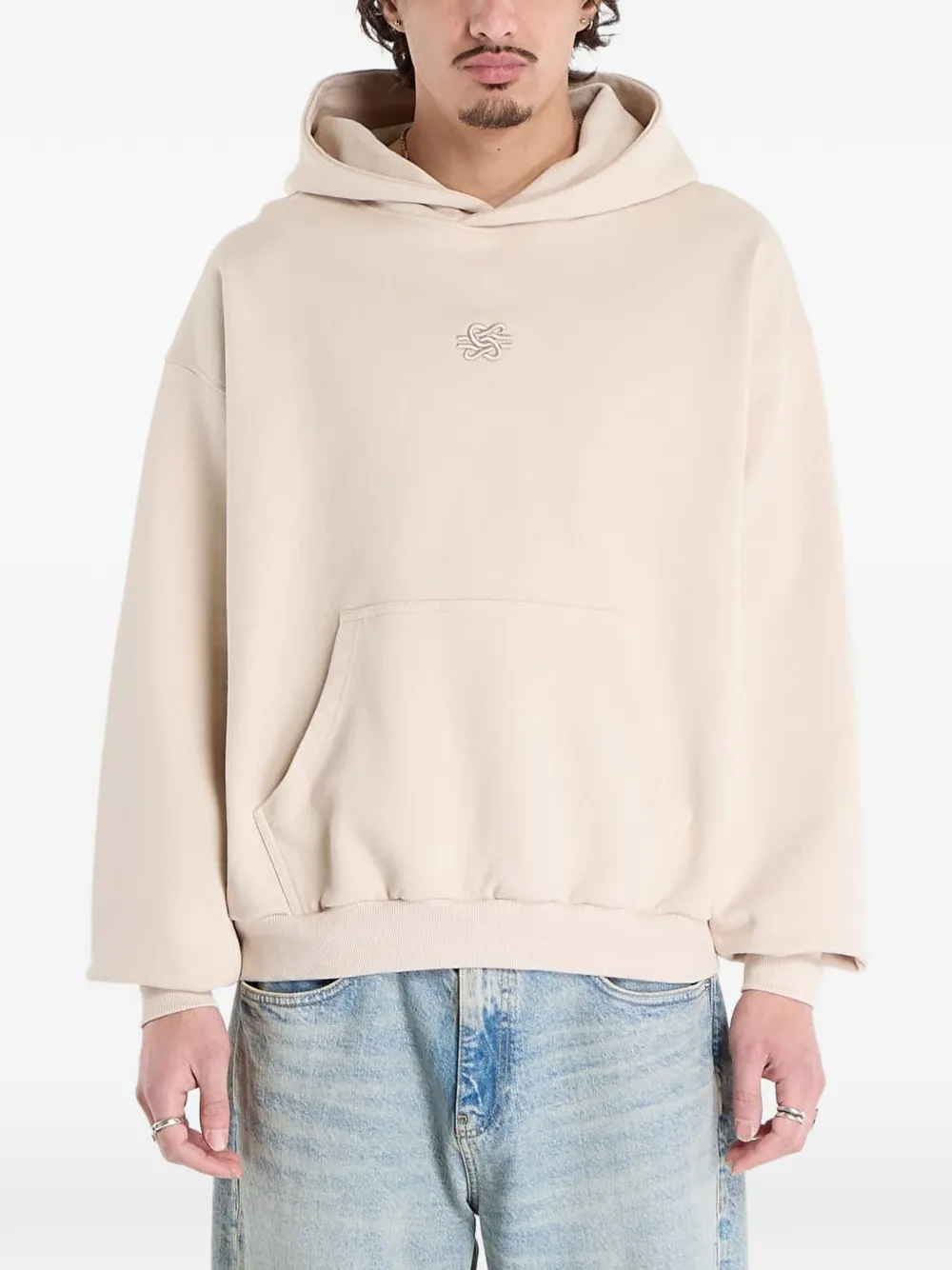 Filling Pieces Hoodie met geborduurd logo Beige