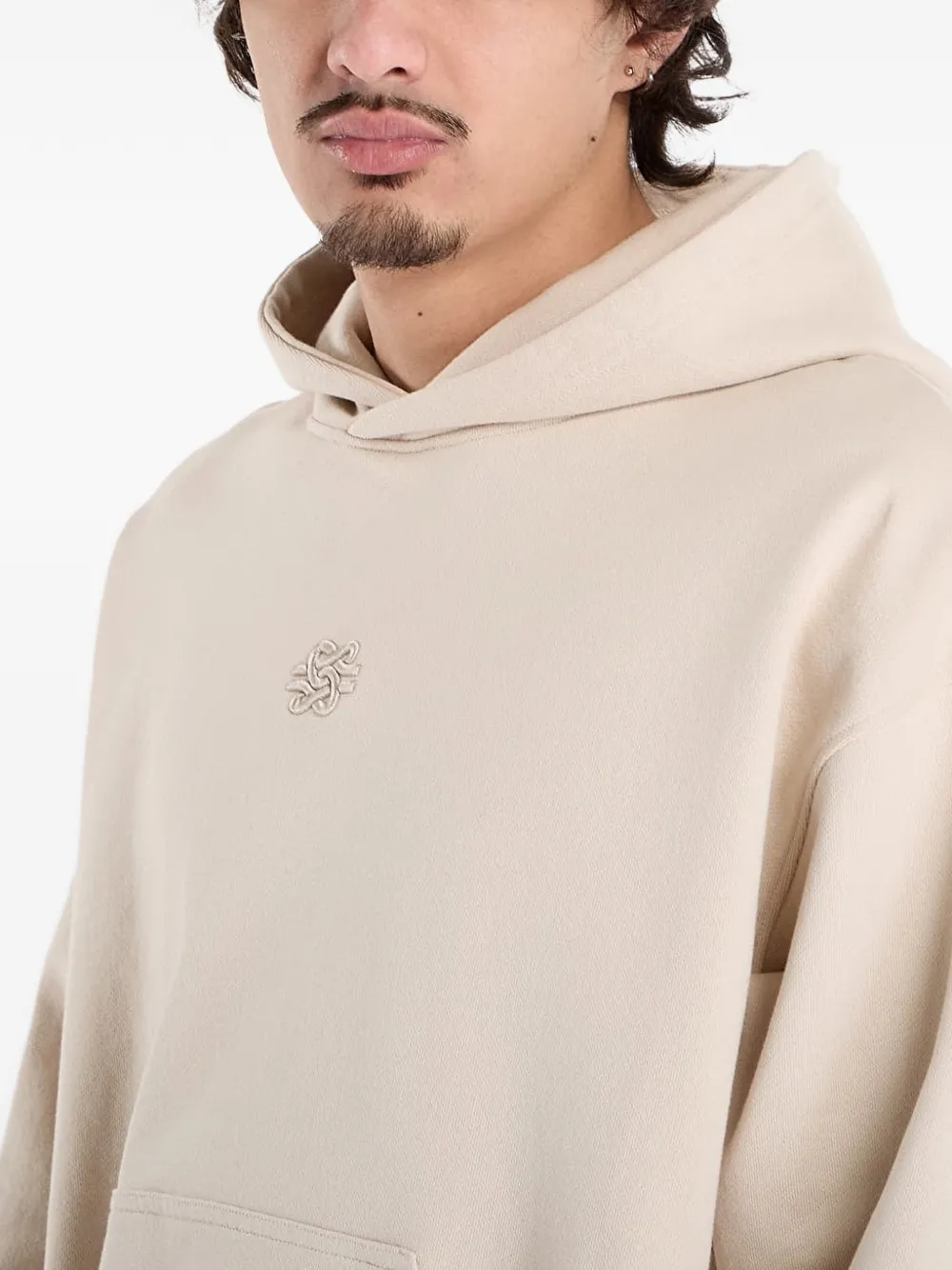 Filling Pieces Hoodie met geborduurd logo Beige